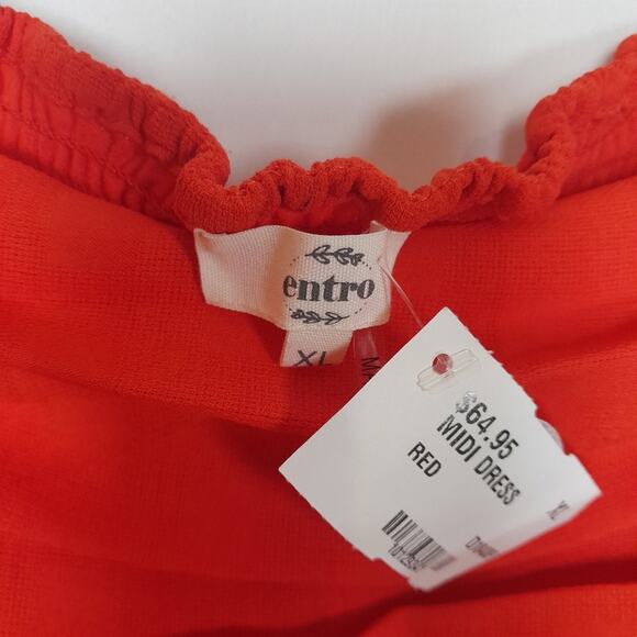 Entro Dress Red Tiered Maxi Women XL EUC Boho Western Cottagecore Lagenlook - Picture 13 of 13